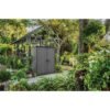Keter-Cortina-Alto-Vertical-Resin-Durable-Outdoor-Storage-Shed-With-Floor-for-Patio-Furniture-and-Tools,-Grey (4) Keter Cortina Alto Vertical Resin Durable Outdoor Storage Shed With Floor for Patio Furniture and Tools, Grey