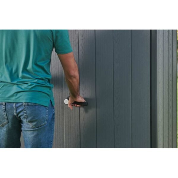 Keter-Cortina-Alto-Vertical-Resin-Durable-Outdoor-Storage-Shed-With-Floor-for-Patio-Furniture-and-Tools,-Grey (5) Keter Cortina Alto Vertical Resin Durable Outdoor Storage Shed With Floor for Patio Furniture and Tools, Grey