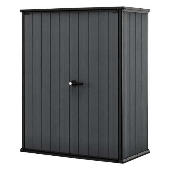 Keter-Cortina-Alto-Vertical-Resin-Durable-Outdoor-Storage-Shed-With-Floor-for-Patio-Furniture-and-Tools,-Grey Keter Cortina Alto Vertical Resin Durable Outdoor Storage Shed With Floor for Patio Furniture and Tools, Grey