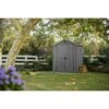 Keter-Darwin-6-x-4-FT-Spacious-and-Heavy-Duty-Outdoor-Storage-Shed-with-Floor,-Grey (3) Keter Darwin 6x4 ft. Resin Outdoor Storage Shed With Floor for Patio Furniture and Tools, Graphite - 6x4 FT