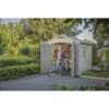 Keter Factor 8x8 ft. Resin Outdoor Storage Shed With Floor for Patio Furniture and Tools, Brown